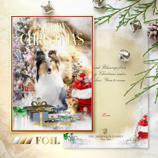 Carte De Vœux En Aluminium Animaux de compagnie magiques Noël, Blue Merle Col