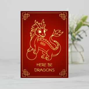 Carte De Vœux En Aluminium Année du dragon 2024 Zodiac chinois