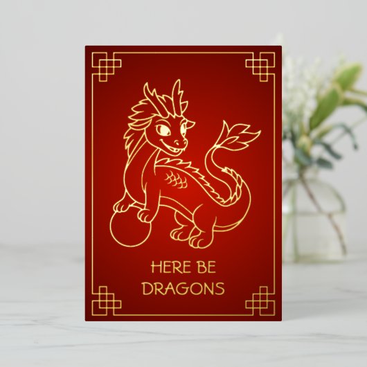 Carte De Vœux En Aluminium Année du dragon 2024 Zodiac chinois (Debout devant)