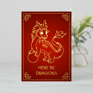 Carte De Vœux En Aluminium Année du Dragon 2024 Zodiaque Chinois
