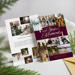 Carte De Vœux En Aluminium Année en moments Famille Photo Collage Noël