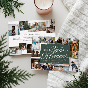 Carte De Vœux En Aluminium Année en moments Famille Photo Collage Noël