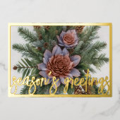 Carte De Vœux En Aluminium Aquarelle À feuillage persistant Pinecone Fleur No (Recto)