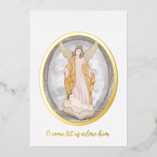 Carte De Vœux En Aluminium Aquarelle Angel et bébé Jésus coutume Noël