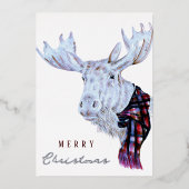 Carte De Vœux En Aluminium Aquarelle classique Moose Joyeux Noël (Recto)