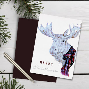 Carte De Vœux En Aluminium Aquarelle classique Moose Joyeux Noël