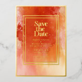 Carte De Vœux En Aluminium Aquarelle Enregistrer la date Photo Orange Beach (Recto)