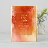 Carte De Vœux En Aluminium Aquarelle Enregistrer la date Photo Orange Beach (Debout devant)