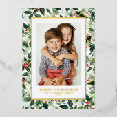 Carte De Vœux En Aluminium Aquarelle hiver verdure Joyeux Noël Photo (Recto)