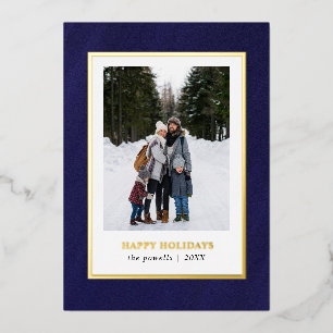 Carte De Vœux En Aluminium Aquarelle MARINE foncée BLEUE Cadre Photo Noël