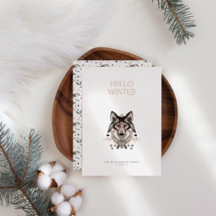 Carte De Vœux En Aluminium Aquarelle moderne élégant Bonjour Hiver Non-Photo