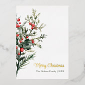 Carte De Vœux En Aluminium Aquarelle moderne Mistletoe Or de Noël (Recto)