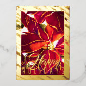 Carte De Vœux En Aluminium Aquarelle Noël Poinsettia Plum Bourgogne (Recto)