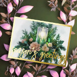 Carte De Vœux En Aluminium Aquarelle peinture À feuillage persistant bougie N<br><div class="desc">Aquarelle peinture À feuillage persistant bougie Noël</div>