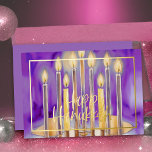Carte De Vœux En Aluminium Aquarelle Peinture des bougies mauve Menorah<br><div class="desc">Aquarelle Peinture des bougies mauve Menorah</div>
