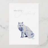 Carte De Vœux En Aluminium Aquarelle White Arctic Fox Noël (Recto)