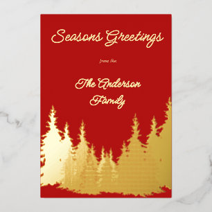 Carte De Vœux En Aluminium Arbre à eau rouge Gold Foil Photo Noël