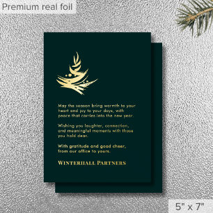 Carte De Vœux En Aluminium Arbre Abstrait Luxueux Vert Or