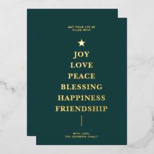 Carte De Vœux En Aluminium Arbre de message de Noël vert simple
