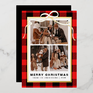 Carte De Vœux En Aluminium Arbre de Noël Élégant Simple en Famille 3 Photo