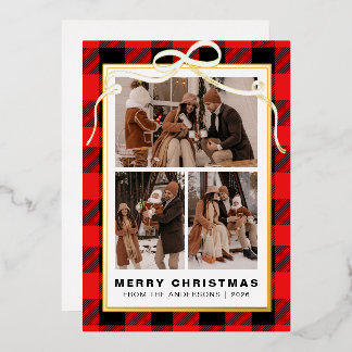 Carte De Vœux En Aluminium Arbre de Noël Élégant Simple en Famille 3 Photo