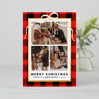 Carte De Vœux En Aluminium Arbre de Noël Élégant Simple en Famille 3 Photo