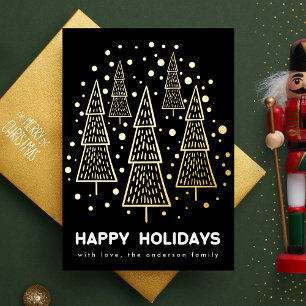 Carte De Vœux En Aluminium Arbre de Noël en pin de Noël joyeux or onyx de lux