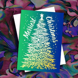 Carte De Vœux En Aluminium Arbre de Noël le plus joyeux bleu de Noël Ombre