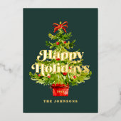 Carte De Vœux En Aluminium Arbre de Noël moderne simple et élégant (Recto)