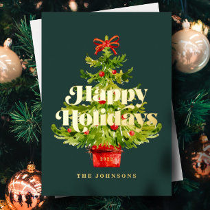 Carte De Vœux En Aluminium Arbre de Noël moderne simple et élégant