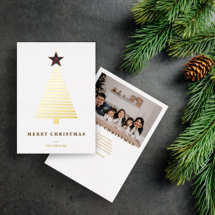 Carte De Vœux En Aluminium Arbre de Noël moderne Tartan Rouge Star Photo