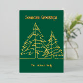 Carte De Vœux En Aluminium Arbre de Noël vert et or profond minimal (Debout devant)
