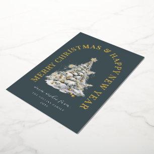 Carte De Vœux En Aluminium Arbre de Noël vert moderne enneigé festif