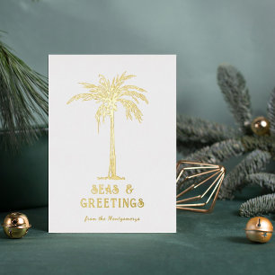 Carte De Vœux En Aluminium Arbre de palmier tropical Joyeux Noël mers et salu