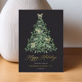 Carte De Vœux En Aluminium Arbre doré Entreprise à double face