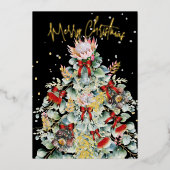 Carte De Vœux En Aluminium Arbre Fleur sauvage de Noël Elegant Salutation (Recto)