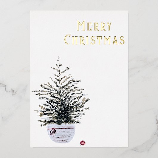 Carte De Vœux En Aluminium Arbre rustique Joyeux Noël Aquarelle (Recto)
