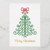 Carte De Vœux En Aluminium Arbre simple avec bow Noël moderne (Recto)