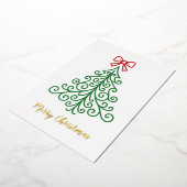 Carte De Vœux En Aluminium Arbre simple avec bow Noël moderne (Rotation)
