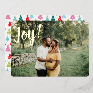Carte De Vœux En Aluminium Arbres de Noël Colorés Joie Une Photo