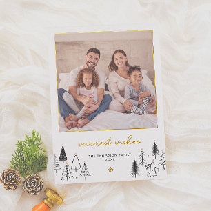 Carte De Vœux En Aluminium Arbres de Noël mignons en feuille métallique Carte