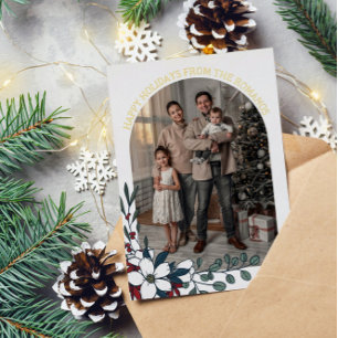 Carte De Vœux En Aluminium Arc de fleurs rouges blanches photo Joyeuses fêtes