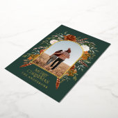 Carte De Vœux En Aluminium Arc de Noël vert floral photo élégant rustique (Rotation)