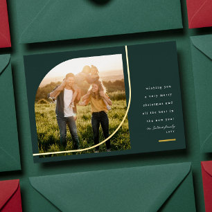 Carte De Vœux En Aluminium Arc moderne photo élégant vert foncé Noël