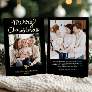 Carte De Vœux En Aluminium Arc Script Ruban Noir Noël 2 Photo