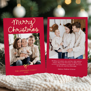 Carte De Vœux En Aluminium Arc Script Ruban Rouge Noël 2 Photo