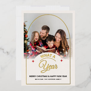 Carte De Vœux En Aluminium Arch Quelle année pour revoir Multi Photo Noël