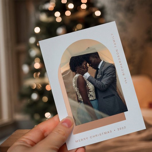 Carte De Vœux En Aluminium Arche de Noël simple | Deux photos modernes