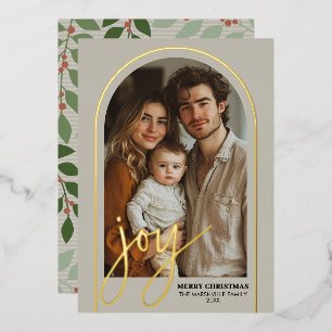 Carte De Vœux En Aluminium Arche de photo de Noël verticale - Botanique JOIE