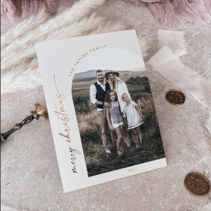 Carte De Vœux En Aluminium Arche moderne   Cream Foil Photo de Noël